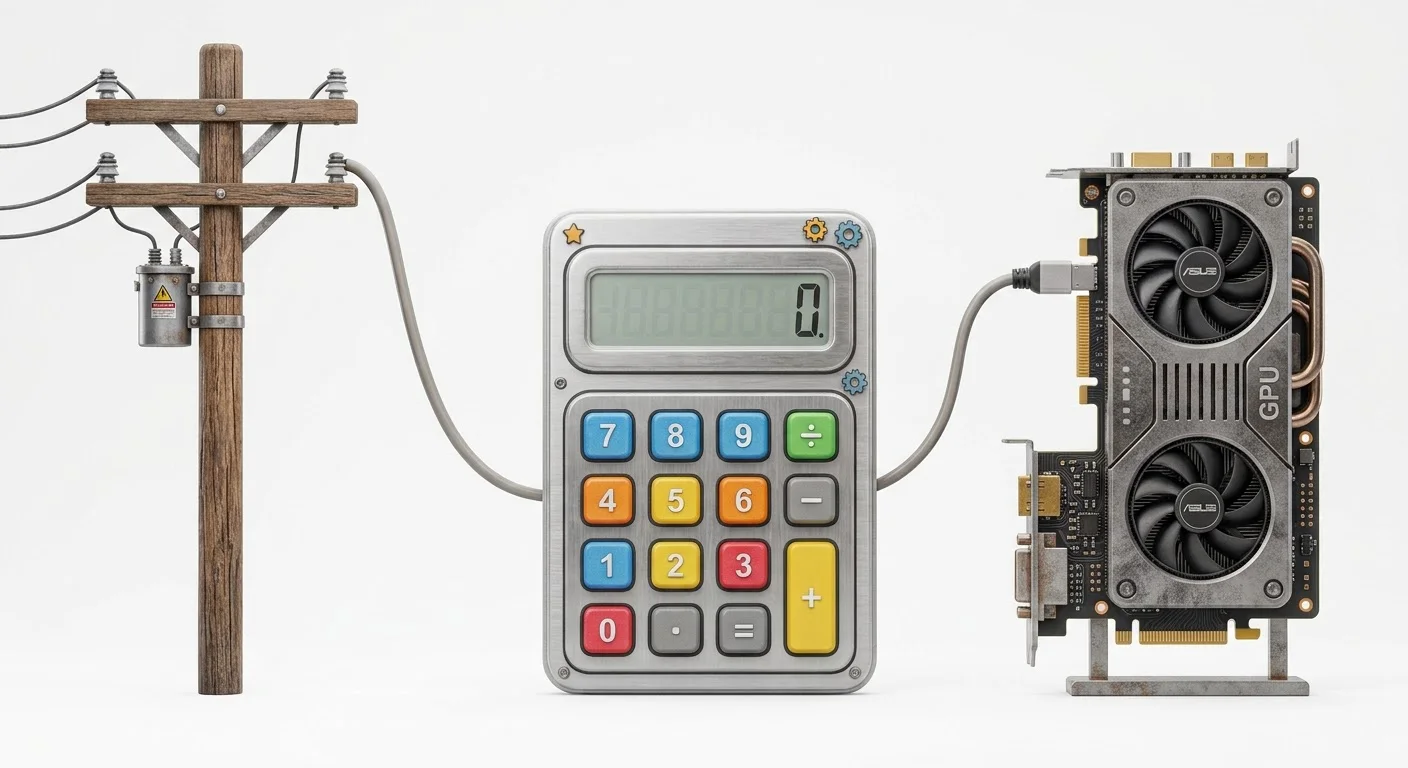 Power meter and RTX 4090 GPU rig measuring electricity cost for hosting break-even analysis